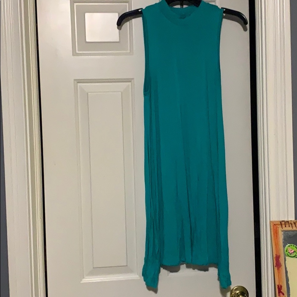 Teal high neck dress